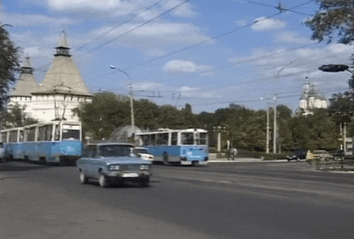 Астрахань с трамваями в 1997 году