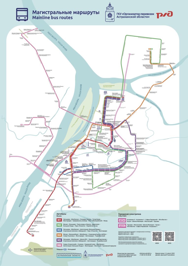 Схема общественного транспорта Астрахани